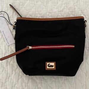 NWT Dooney & Bourke Black and Brown Mini Hobo Crossbody Bag